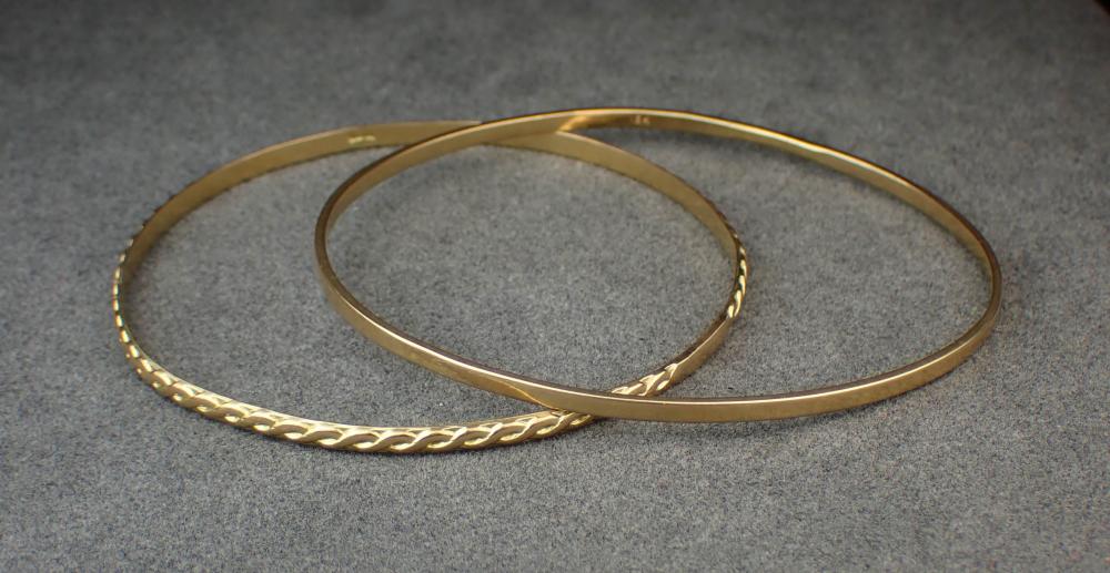 TWO EIGHTEEN KARAT GOLD SLIP-ON