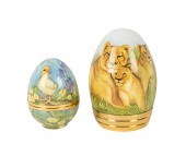 TWO ELLIOT HALL ENAMEL TABLE A