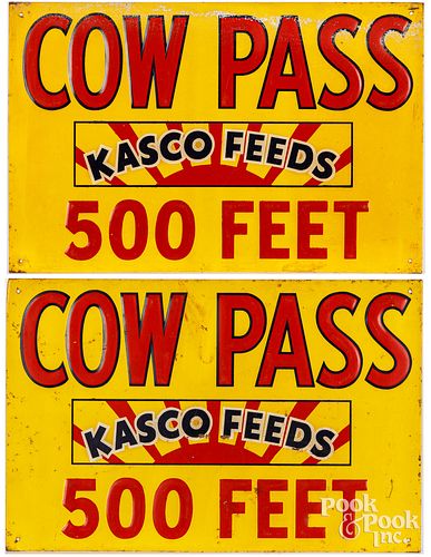 TWO EMBOSSED TIN ADVERTISING
