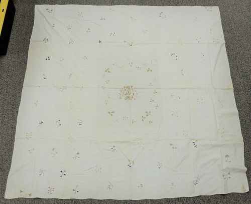 TWO EMBROIDERED BED COVERS, BIRDS