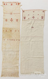 TWO EMBROIDERED SHOW TOWELS<br