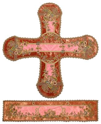 Two embroidered table covers: