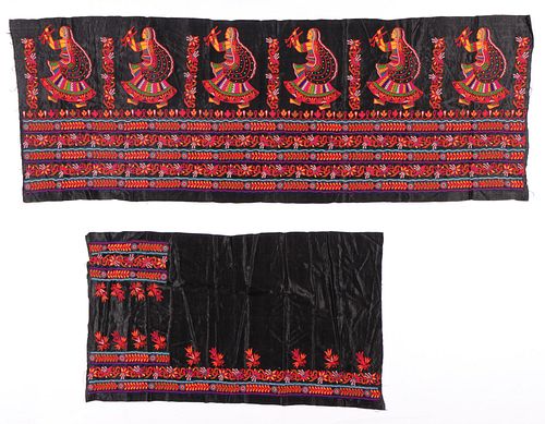 TWO EMBROIDERED TEXTILES, INDIA,