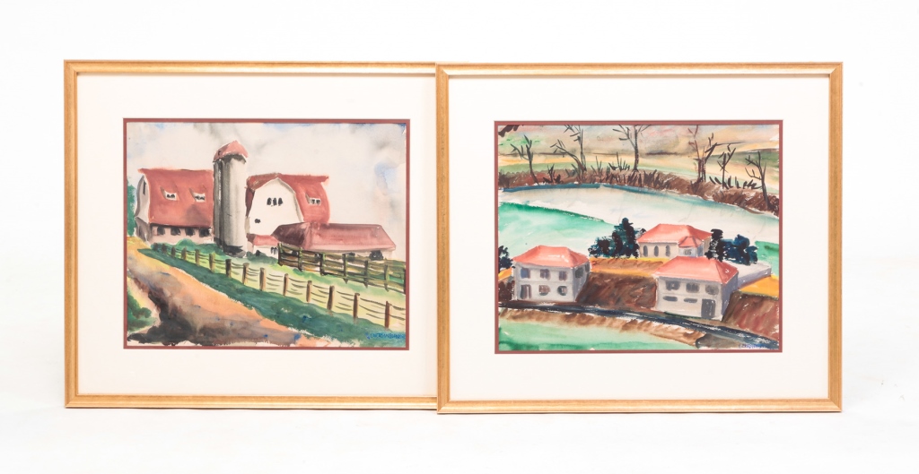 TWO EMERSON BURKHART FARM SCENES.