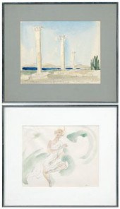 Two Emlen Etting watercolors (