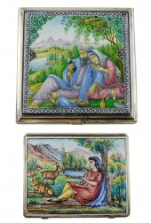 TWO ENAMEL AND SILVER/SILVER M