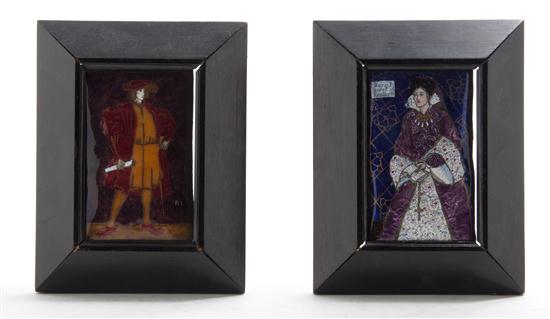 Two Enamel on Copper Portraits each