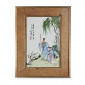 TWO ENAMELED 'FIGURAL' PORCELA