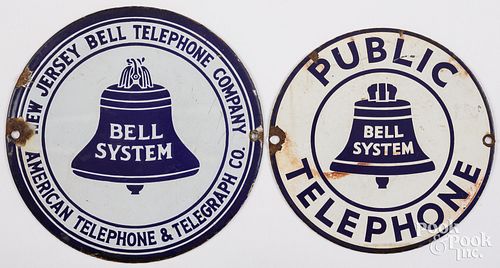 TWO ENAMELED PORCELAIN BELL