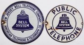 TWO ENAMELED PORCELAIN BELL TE