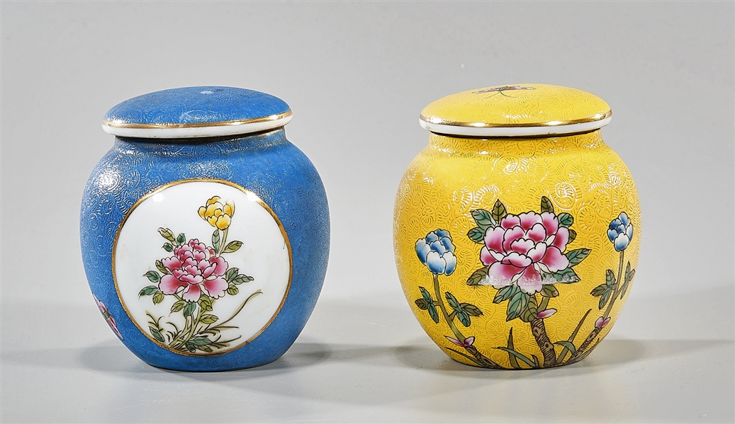 Two enameled porcelain covered