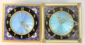TWO ENAMELED TRAVEL SIZE ALARM