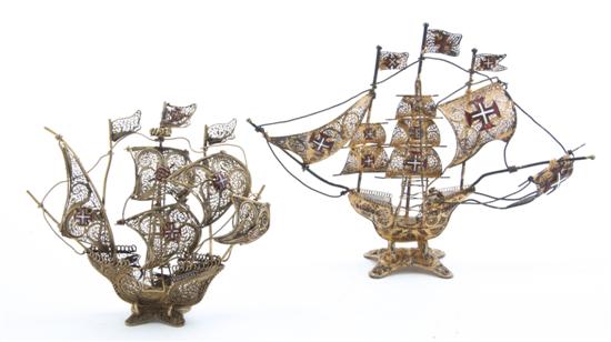 * Two Enameled Wirework Models of