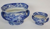 TWO ENGLISH BLUE AND WHITE TRA