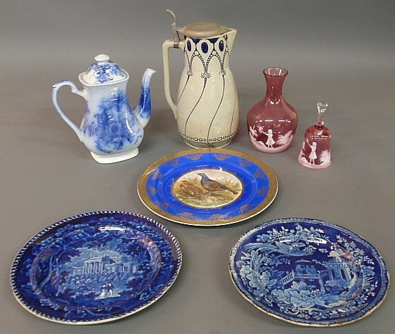 Two English blue transfer decorated