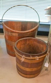 TWO ENGLISH BRASS BOUND BAIL H