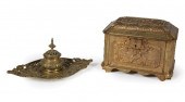 TWO ENGLISH BRASS DESK ITEMSTw