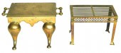 TWO ENGLISH BRASS TRIVETS, ONE
