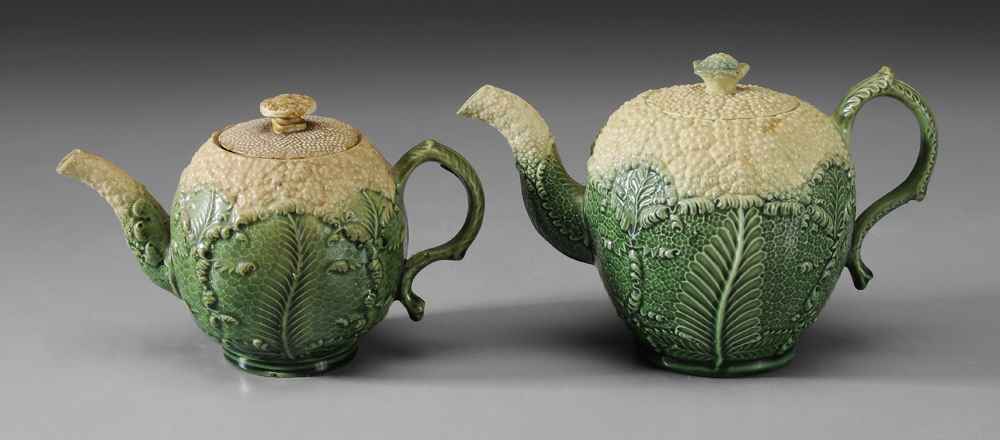 Two English Cauliflower Teapots