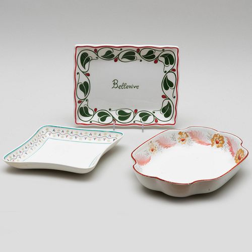 TWO ENGLISH CREAMWARE DISHES AND
