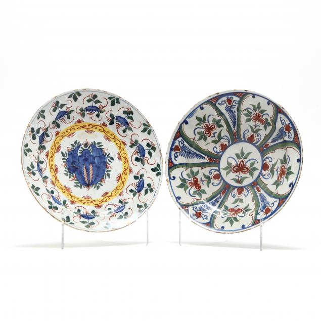 TWO ENGLISH DELFT POLYCHROME