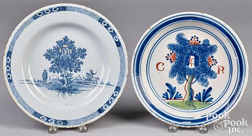 TWO ENGLISH DELFTWARE BOSCOBEL