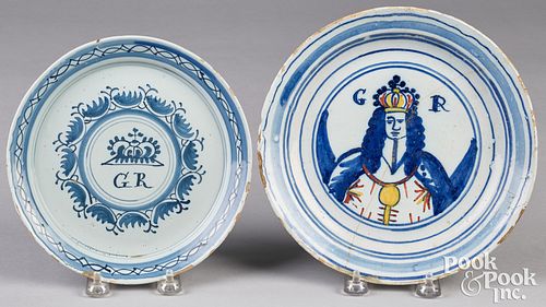 TWO ENGLISH DELFTWARE KING GEORGE
