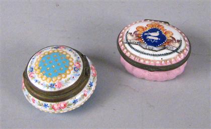 Two English enamel patch boxes   