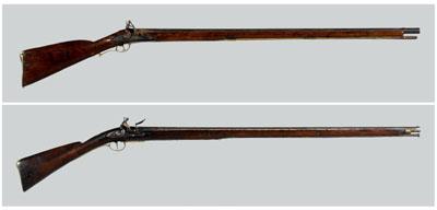 Two English flintlock muskets, both