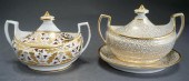 TWO ENGLISH GILT DECORATED POR