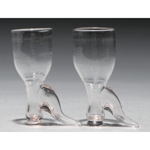 Two English glass boot novelty