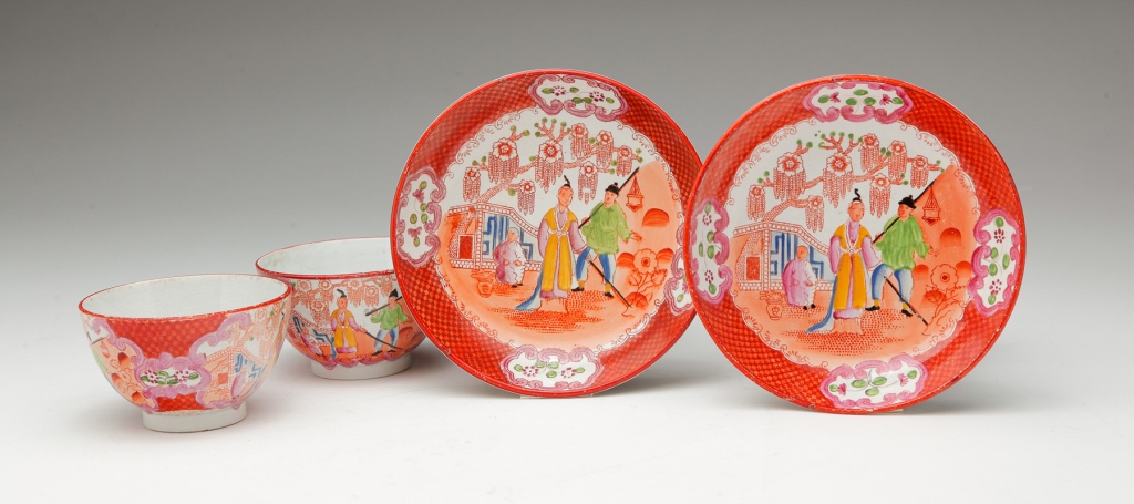 TWO ENGLISH HANDLESS CUPS AND
