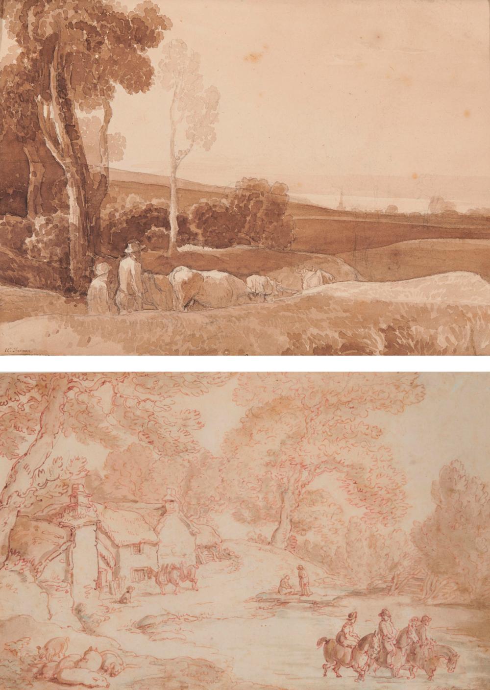 TWO ENGLISH INK WASHES, ONE BY