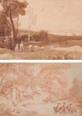 TWO ENGLISH INK WASHES, ONE BY