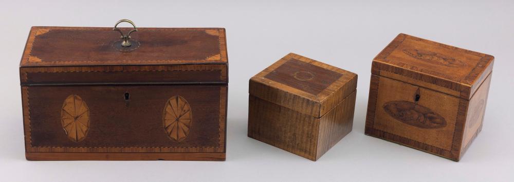 TWO ENGLISH INLAID TEA CADDIES 19TH