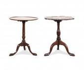 TWO ENGLISH MAHOGANY ROUND TIL