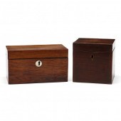 TWO ENGLISH MAHOGANY TEA CADDI
