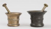 TWO ENGLISH MORTARS AND PESTLE
