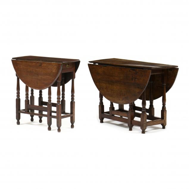 TWO ENGLISH OAK GATELEG SIDE TABLES