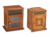TWO ENGLISH OAK POSTAL BOXESTw