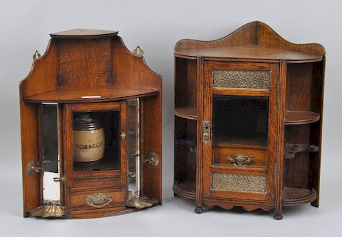 TWO ENGLISH OAK TOBACCO CORNER