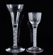 TWO ENGLISH OPAQUE TWIST STEM