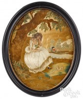 TWO ENGLISH OVAL NEEDLEWORKS,