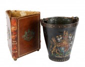 TWO ENGLISH PAINTED LEATHER WA
