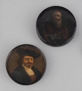 TWO ENGLISH PAINTED PAPIER-MÂC