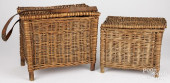 TWO ENGLISH PANNIER WICKER CRE