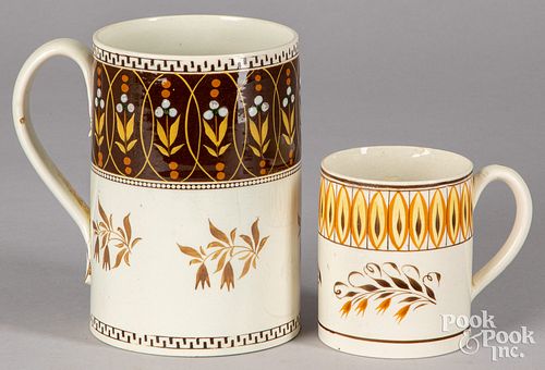 TWO ENGLISH PEARLWARE MUGS, 19TH