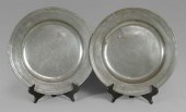 Two English pewter chargers, 1