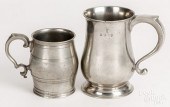TWO ENGLISH PEWTER MUGS, 18TH/