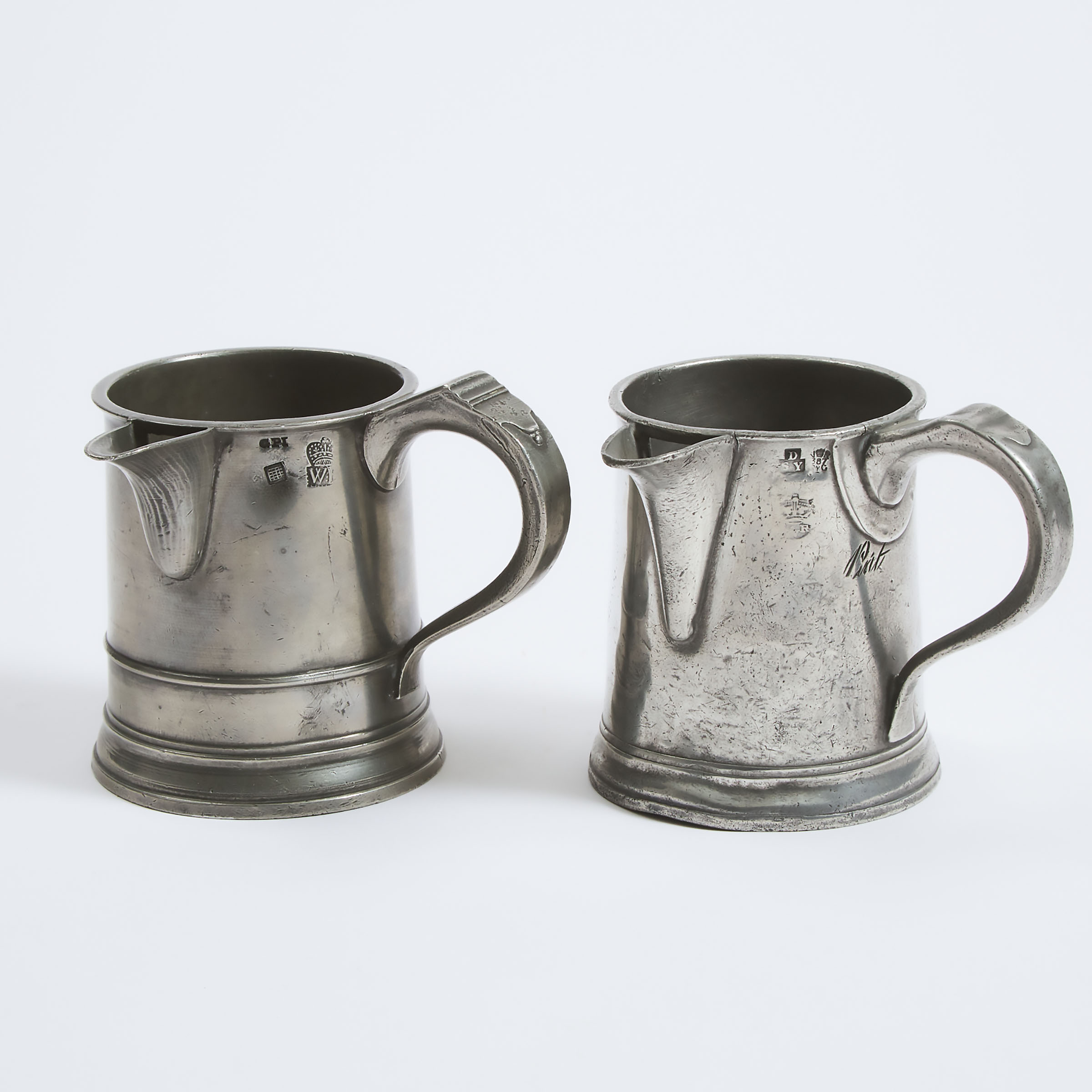 Two English Pewter Straight Sided
